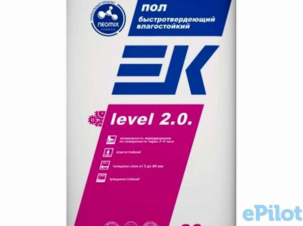 Наливной пол быстротвердеющий  влагостойкий ЕК level 2.0. (5-80) 20 кг, фотография 1