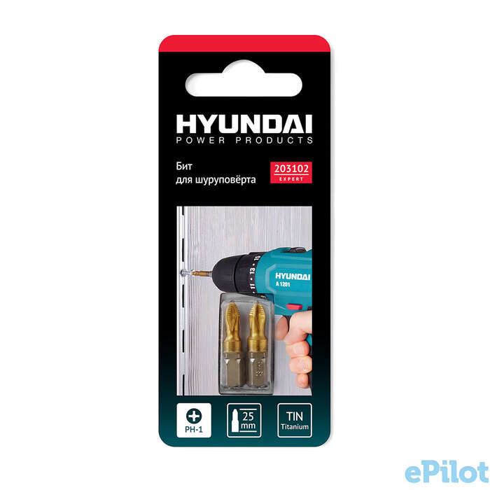 Биты для шуруповертов hyundai ph-1 25mm tin 2шт 203102, фотография 1