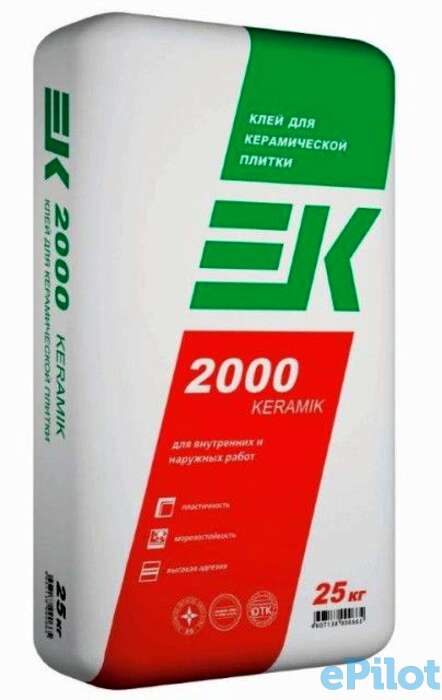 Клей для плитки ЕК 2000 KERAMIK (25 кг), фотография 1