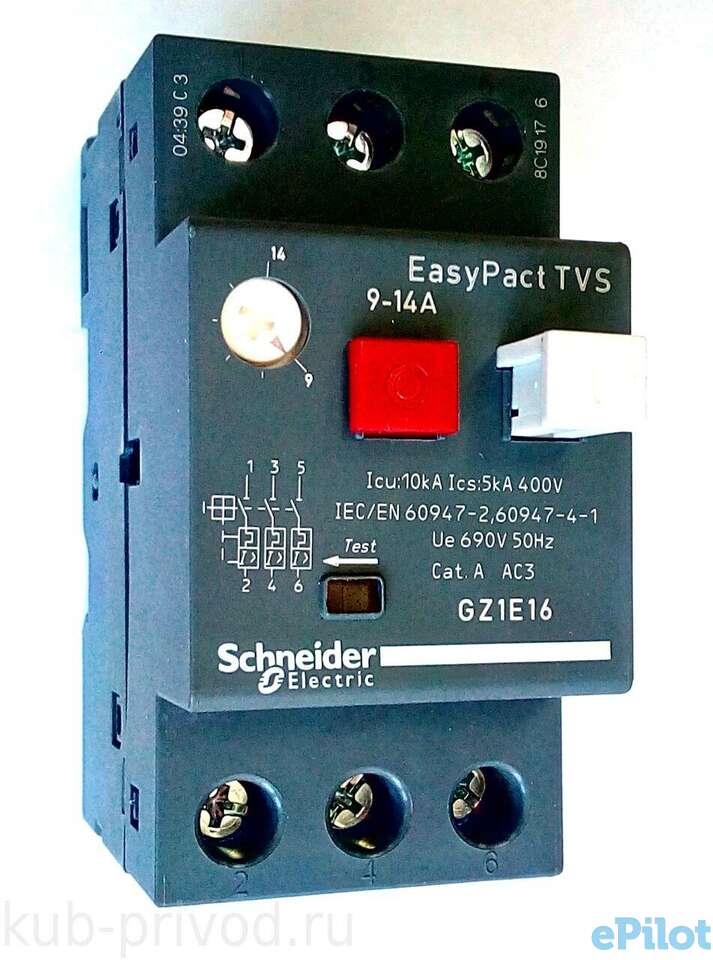 Автомат защиты двигателя 9-14a gz1e16 schneider electric, фотография 1