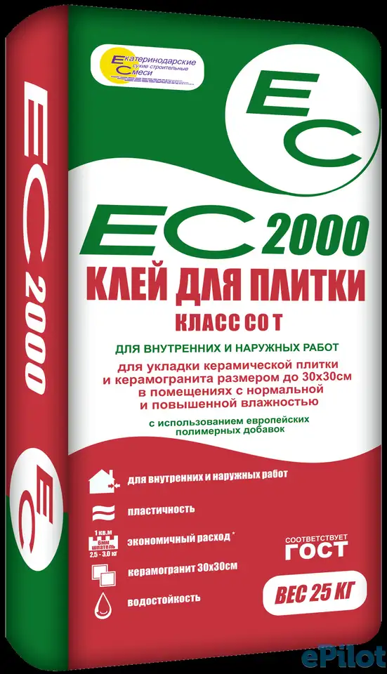 Клей для плитки ес 2000 25кг, фотография 2